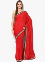 Vaishali Red Solid Crepe Saree