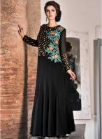 Viva N Diva Black Embroidered Dress Material