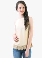 Vvine Beige Solid Blouse