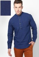 Wills Lifestyle Blue Striped Casual Shirt