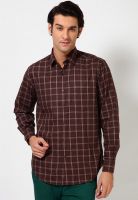 Wills Lifestyle Brown Regular Fit Casual Shirt
