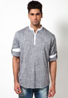 Wills Lifestyle Grey Slim Fit Casual Shirt