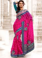 Xclusive Chhabra Pink Embroidered Saree