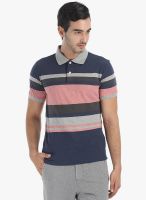 Zobello Grey Striped Polo T-Shirt