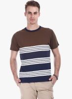Zobello Grey Striped Round Neck T-Shirt