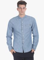 Zobello Light Blue Solid Slim Fit Casual Shirt