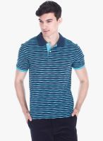 Zobello Navy Blue Striped Polo T-Shirt