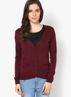 s.Oliver Maroon Full Sleeve Front Open Top