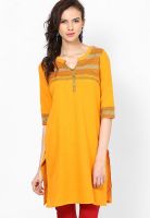 Aurelia Yellow Solid Kurtis