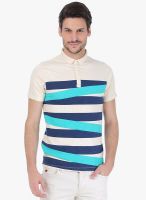 Basics Beige Striped Polo T-Shirt