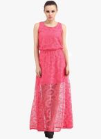 Cation Pink Colored Embroidered Maxi Dress