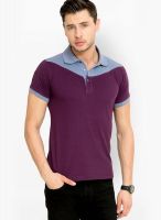 Elaborado Purple Solid Polo T-Shirts
