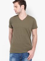 Highlander Grey Solid V Neck T-Shirts