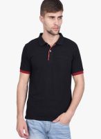 Slub Black Solid Polo T-Shirts