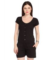 Cottinfab Black Rayon Jumpsuits