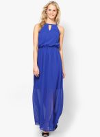 Harpa Blue Colored Solid Maxi Dress