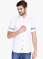 Locomotive White Solid Slim Fit Casual Shirt