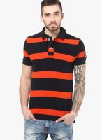 Monteil & Munero Orange Striped Polo T-Shirts