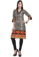 Raindrops Red Geometric Print Cotton Blend Kurta