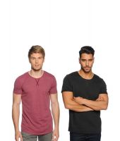 Zachi Combo Of Maroon And Black Cotton T-shirts
