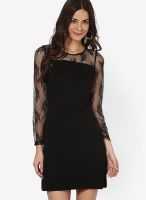 Besiva Black Colored Embroidered Bodycon Dress