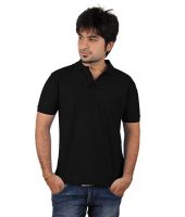 Blue Indigo Dyeing Black Cotton Blend Polo T Shirt