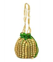 Mpkart Green Golden Potli Pouch