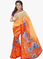 Lookslady Orange Printed Saree