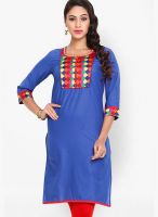 Mytri Blue Embroidered Kurta