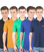 PRO Lapes Multicolour Half Basic Polo T Shirt Set Of 5