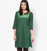 Rangmanch By Pantaloons Cambric Green Kurta