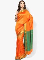 Urban Vastra Orange Embroidered Crepe Saree