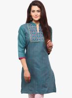 Yepme Blue Embroidered Kurtis