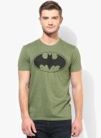 Batman Olive Printed Round Neck T-Shirt