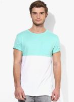 Blue Saint Green Colored Solid Round Neck T-Shirt