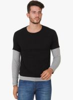 Cherymoya Black Solid Round Neck T-Shirt