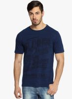 Difference of Opinion Blue Solid Round Neck T-Shirt