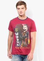 FC Barcelona Fuchsia Football Round Neck T-Shirt