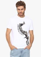 Fritzberg White Printed Round Neck T-Shirt