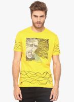Fritzberg Yellow Printed Round Neck T-Shirt