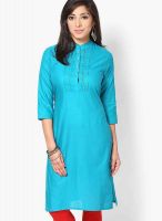 Kurti'S Aqua Blue Solid Kurtis