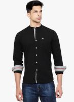 La Seven Black Solid Slim Fit Casual Kurta Shirt