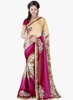 Lookslady Beige Embroidered Saree