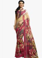 Lookslady Beige Printed Saree