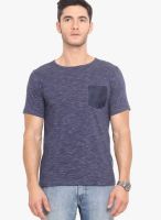 Northern Lights Blue Solid Round Neck T-Shirts