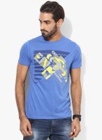 Proline Blue Printed Round Neck T-Shirt