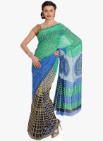 Satrang Green Checked Georgette Saree