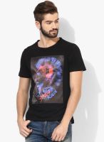 Sf Jeans By Pantaloons Black Printed Round Neck T-Shirts