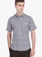 Slub Striped Black Casual Shirt