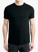 TOPMAN Black Solid Round Neck T-Shirt